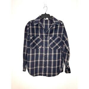 Pink Lily Fleece Plaid Button Up Shirt Jacket Sz S Blue